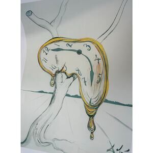 Melting Clock By Salvador Dalí COA Included Facsimile Signed Lithograph